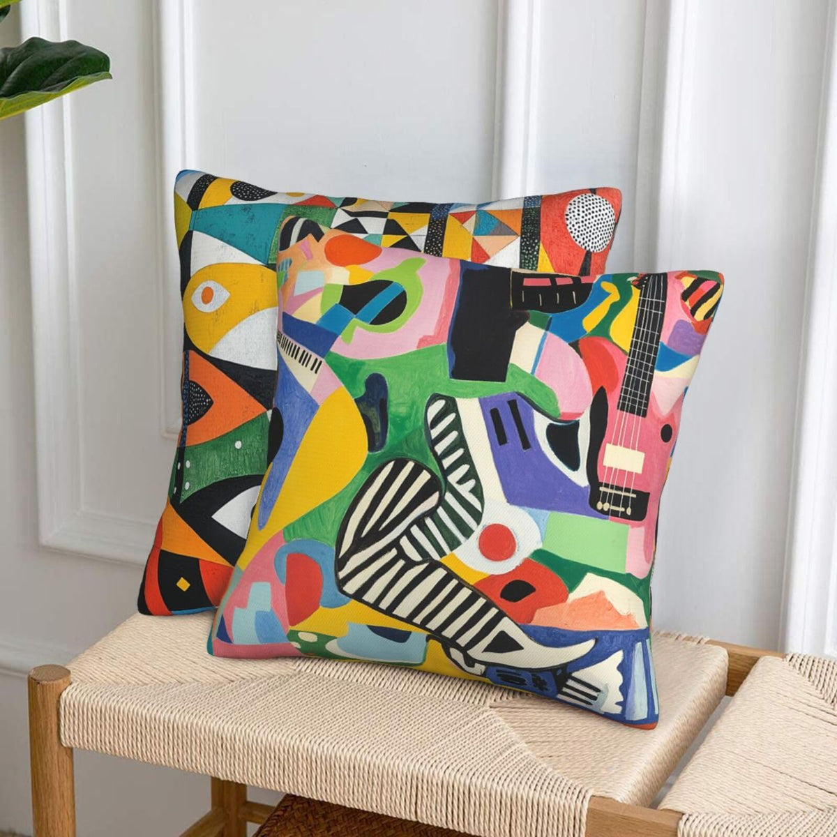 Guiteinyi Abstract Mid Century Throw Pillow Covers 18x18 Set of 2 Square Pillow Case for Home Decorative Sofa Couch Bedroom Living Room
