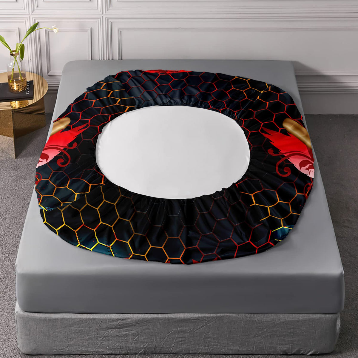 HOSIMA Black Baseball Bedding Set,Boys Cool 3D Print Designs Gothic Skull Fitted Sheet, Sports Bedspread Bedroom Collection 3Pcs with 2 Pillowcases,Cool Baseball Fitted Sheet Full Size for Boys.