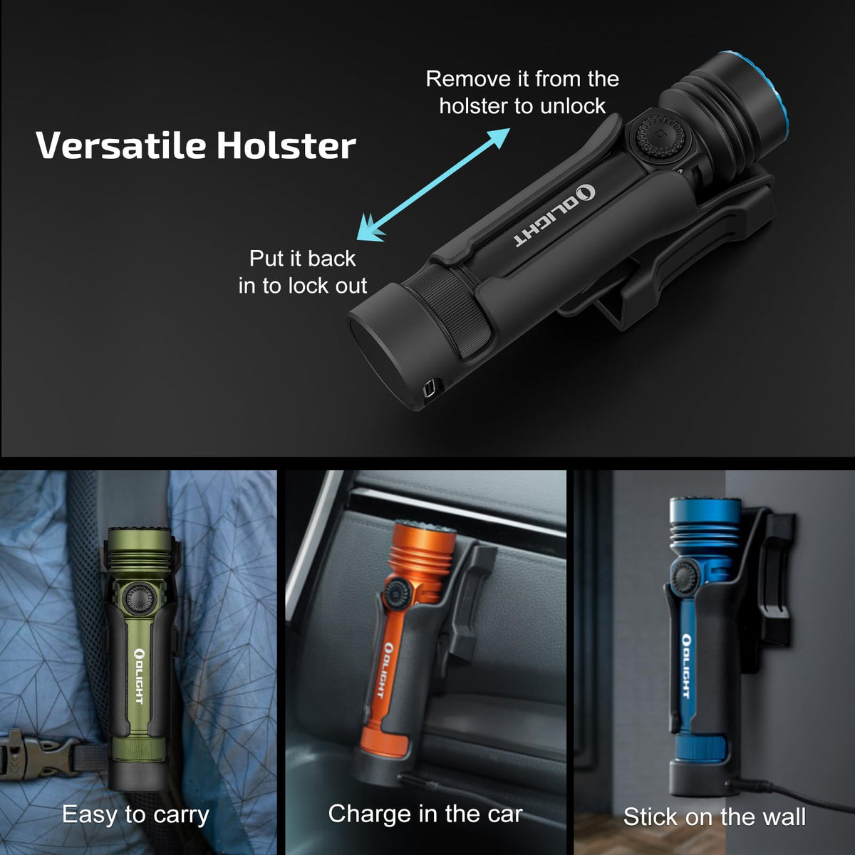 OLIGHT Seeker 4 Pro Rechargeable Flashlights, 4600 Lumens High Powerful Bright Light with USB C Holster, Waterproof IPX8 for Emergencies, Camping, Searching (Midnight Blue Cool White)
