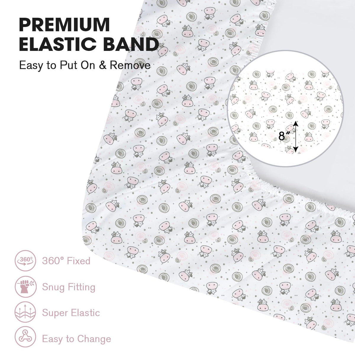 Little Grape Land Crib Sheets 2 Pack for Boys and Girls, Baby Neutral Crib Fitted Sheets for Standard Crib & Toddler Mattress, Super Soft Breathable Fitted Crib Sheet Set, Flying Cow