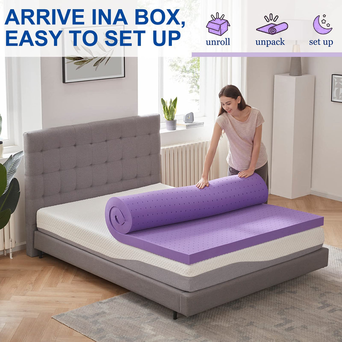 SINWEEK 3 Inch Gel Memory Foam Mattress Topper Ventilated Soft Pressure Relieve Mattress Pad, Breathable Bed Topper, CertiPUR-US Certified, Twin Size