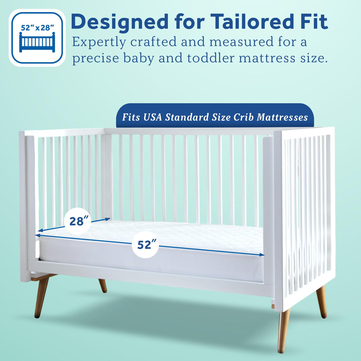 Sealy Baby Crib Mattress Protector - Stain Protection Waterproof Pad, Noiseless Fitted Sheet Cover with Quilted Cotton-Blend Top for Comfort – Machine Washable and Easy Clean, 52x28