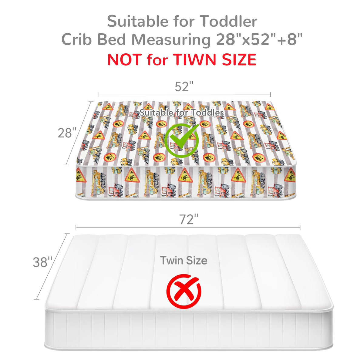 Mooreeke 4 Pieces Toddler Bedding Set - Grey Cool Heavy-Duty Vehicles Toddler Comforter Sets for Boys, Includes Comforter, Flat Sheet, Fitted Sheet and Pillowcase, Bed in A Bag for Baby Bedroom
