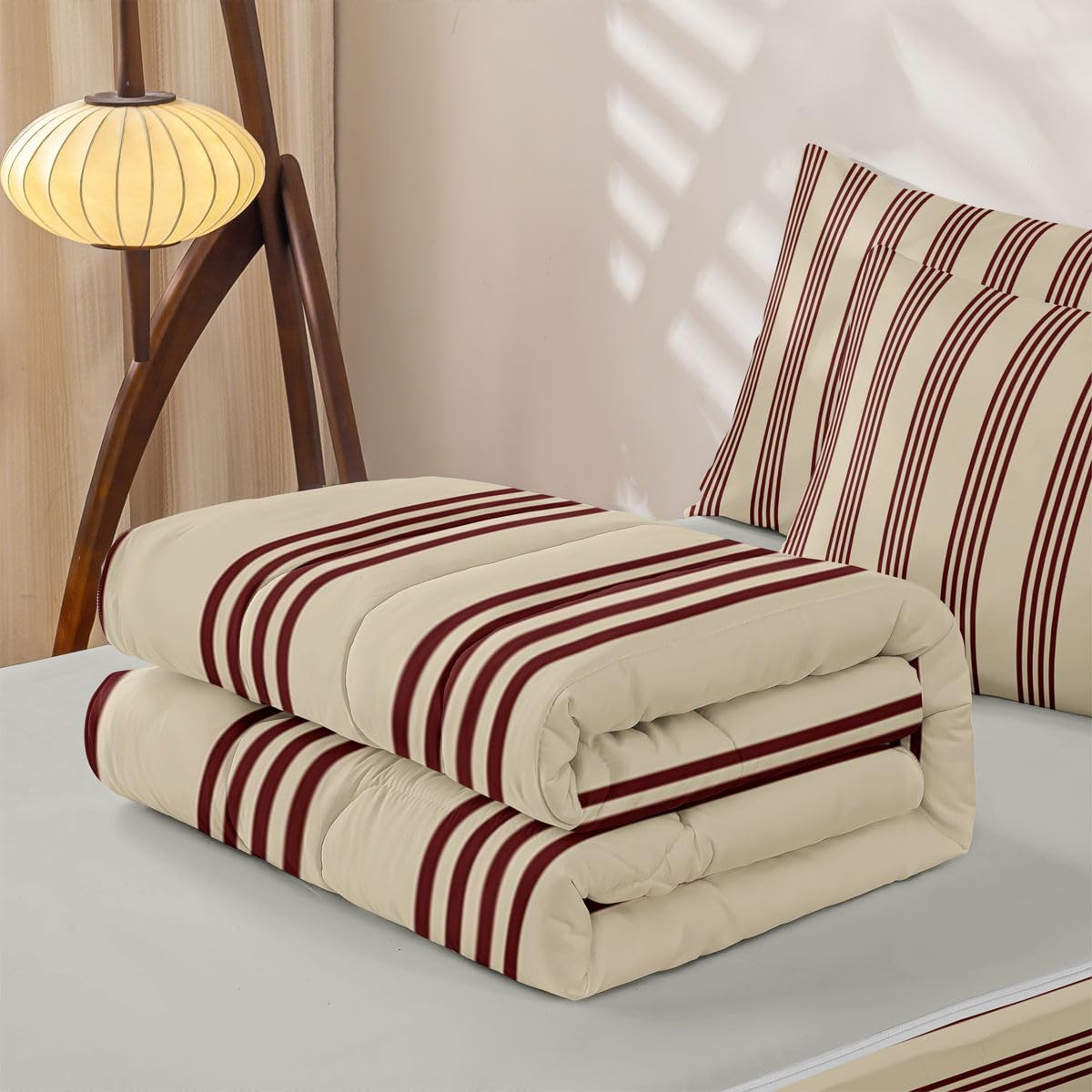 Feelyou Stripes Comforter Set Geometric Zipper Bedding Full Luxury Boys Girls Comforter Set with Fitted Sheet and Pillowcases Bed Sheet Sets with Fitted Pillowcases for Bedroom Bed Decor