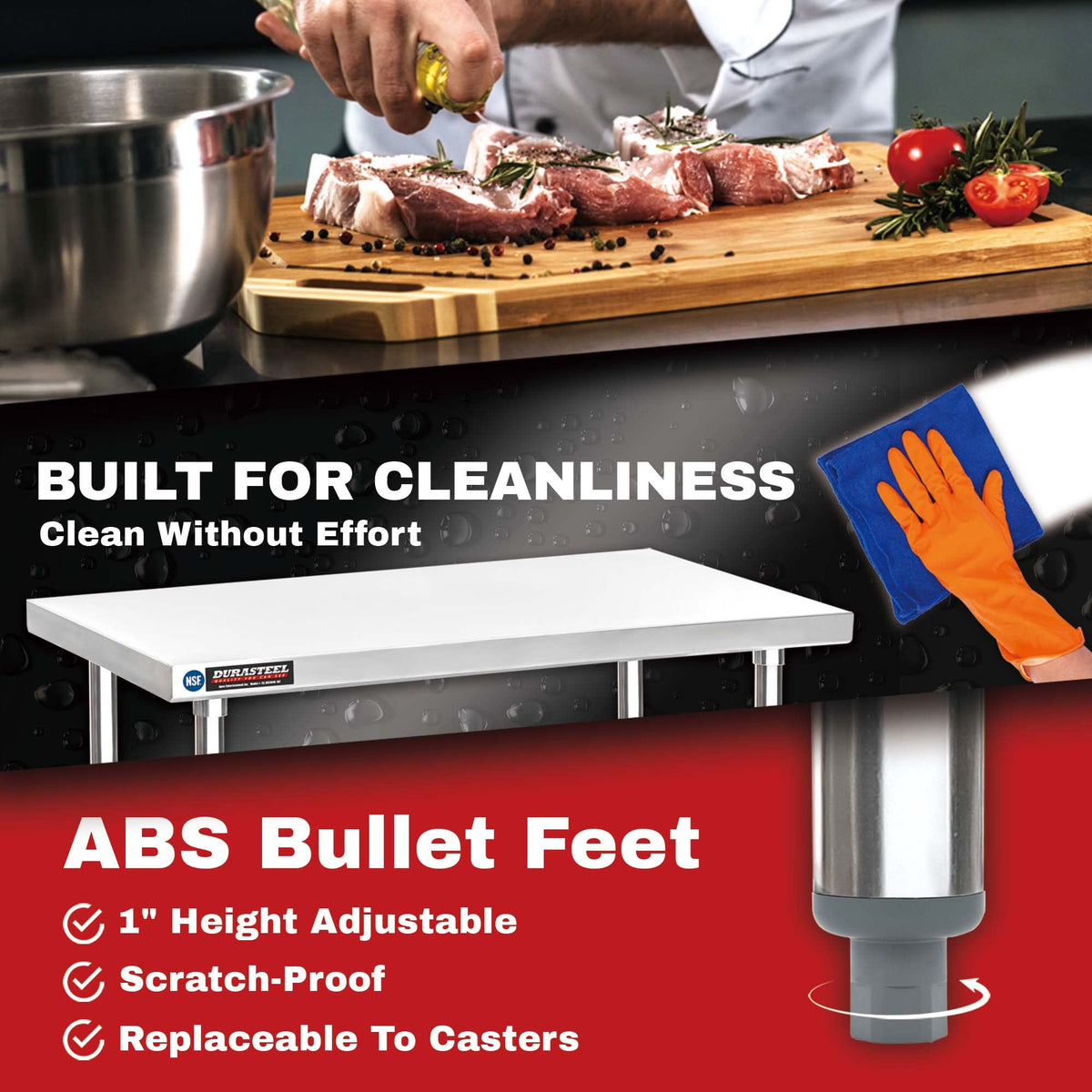 DuraSteel 30x18 Small Stainless Steel Table - NSF Commercial Kitchen Island Food Prep Worktable - Metal Side Mixer Stand with Under Shelf - For Laundry Room, Kitchen, Outdoor Grill, Tiny Spaces