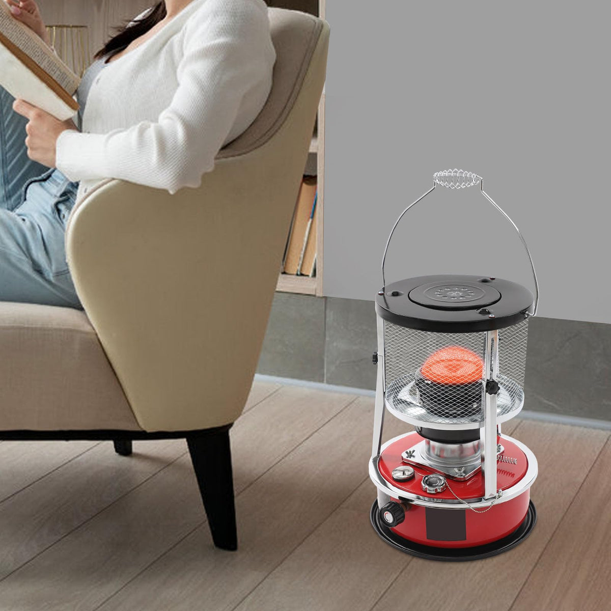 Kerosene Heaters, Portable Kerosene Space Heater W/Cotton Wick, 8000 Btu & Adjustable Height For Garages, Poorly Insulated Rooms, Outdoor Work Areas.