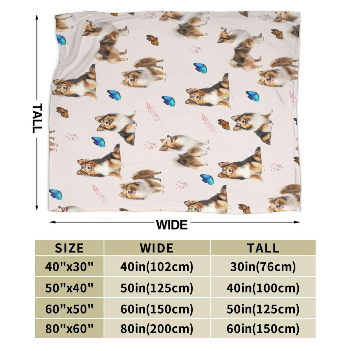 Sheltie Shetland Sheepdog Throw Blanket Dogs Lover Flannel Blankets Plush Super Soft Cozy Warm Decor Gifts for Boys Girls Kids Adults Men Women 40" x 50"