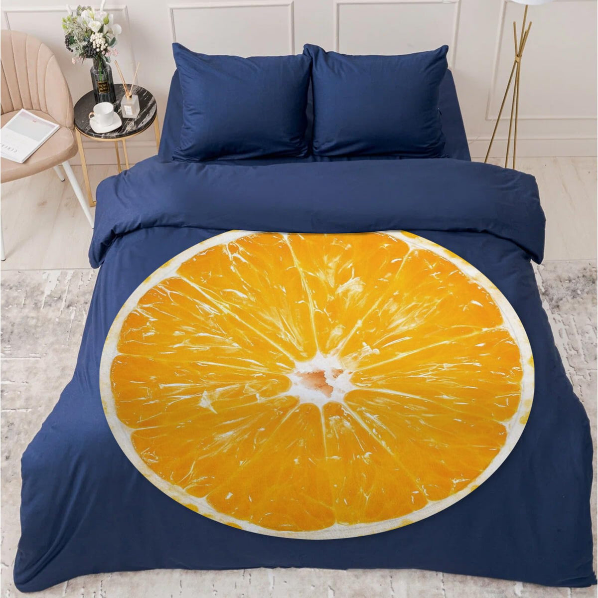 Food Throw Blanket Orange, Realistic Funny Orange Blanket for Adults and Kids, Ronud Novelty Fruits Printed Blanket for Couch,Sofa,Bed, Fun Comfy Cozy Gifts for Boys,Girls 47 Inches