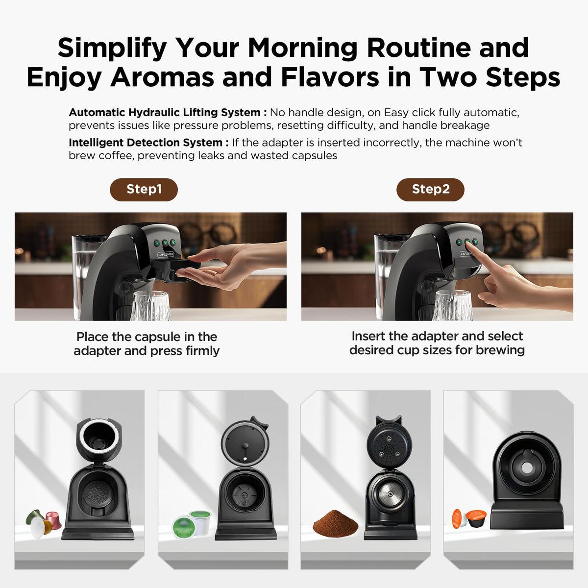 Warriors1 Mini Coffee Maker for Keurig K Cup, Espresso Machine for Nespresso Original, Dolce Gusto Pods, Ground Coffee, 20 Bar Coffee Machine fits kitchens, apartments, dorms, RVs, 28 oz Reservoir