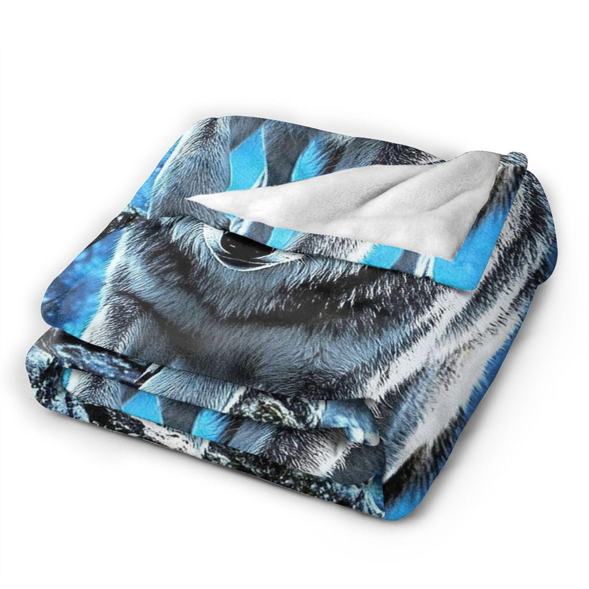 Wolf Blanket for Men Women, Super Soft Cool Blue Forest Animal Majestic Wolf Stuff Blanket Gifts for Wildlife Lovers Adults Kids Girls Boys, Warm Cozy Fuzzy Plush Fleece Flannel Throw Blankets 50"x40"