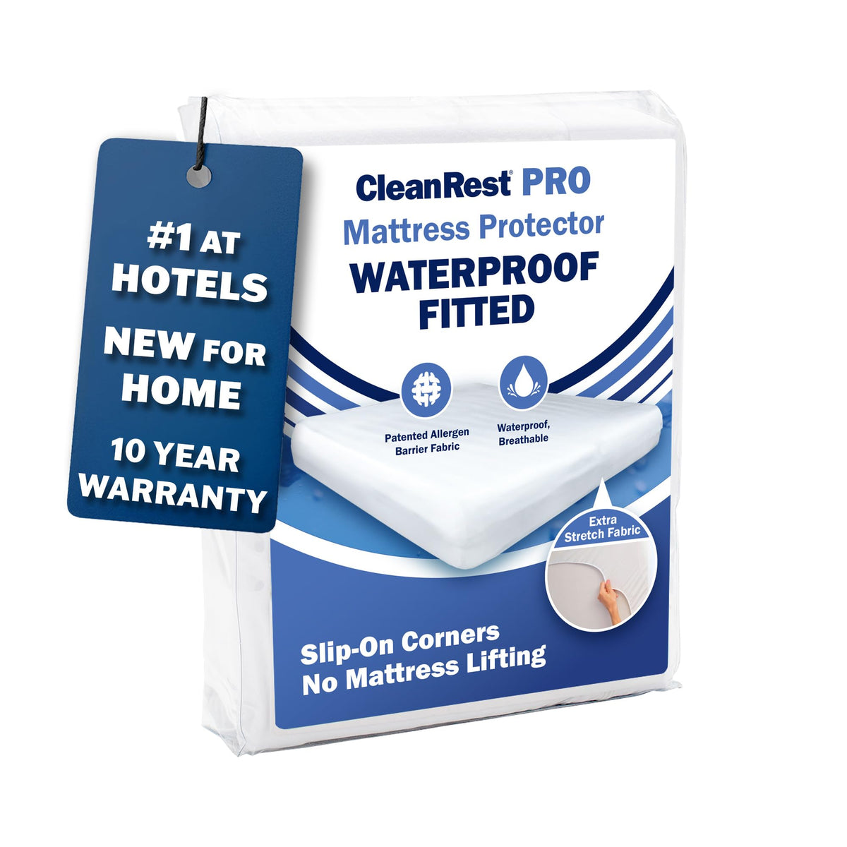 CleanRest Waterproof Mattress Fitted Sheet Protector, Ultimate Defense Against Spills and Wear, MicronOne Allergen Barrier, Breathable, Chemical-Free, Fits Mattress Depths 12" to 21" (Full)
