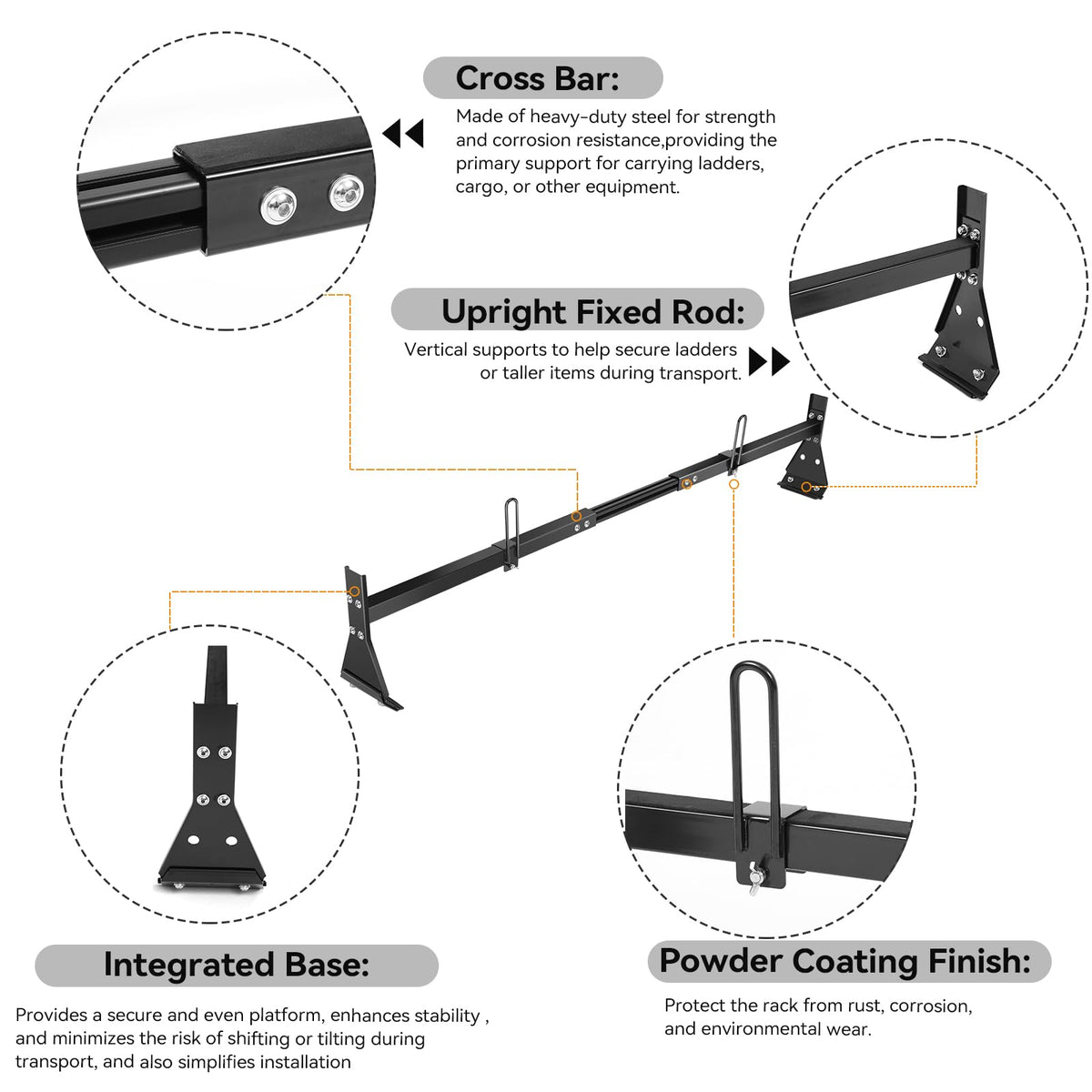 Colinktool Adjustable Van Ladder Roof Racks, Universal Roof Ladder Rack, Fit Chevy Express Fullsize Van 1996-Up,Suitable for Vans with Rain Gutter-3Pack Load Capatity 800LBs