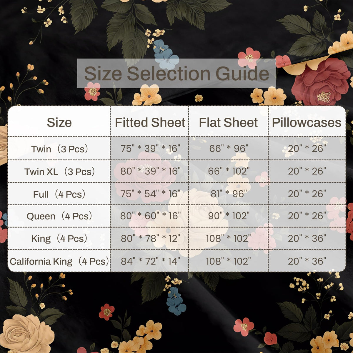 Peony Floral Bedding Set 4 Pcs Flowers Queen Sheets
