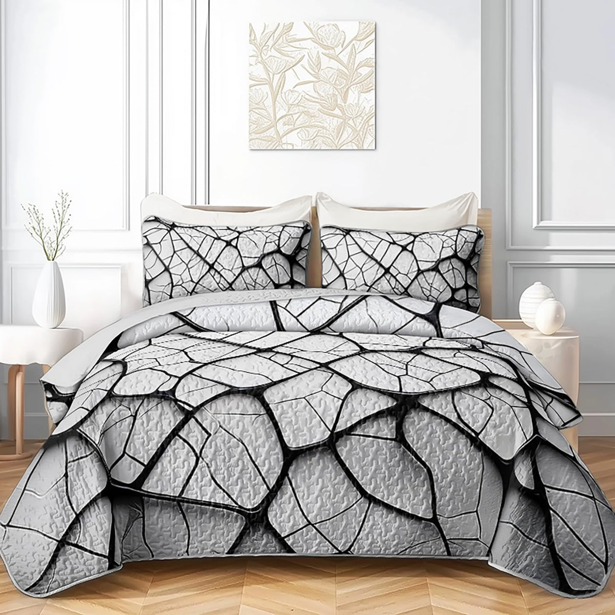 QOOMO Fragments Pattern Kids Quilt Set,Crack Print Bedding Set Twin Size,Room Decoration Soft and Lightweight for All Seasons,1 Quilt 2 Pillowcases