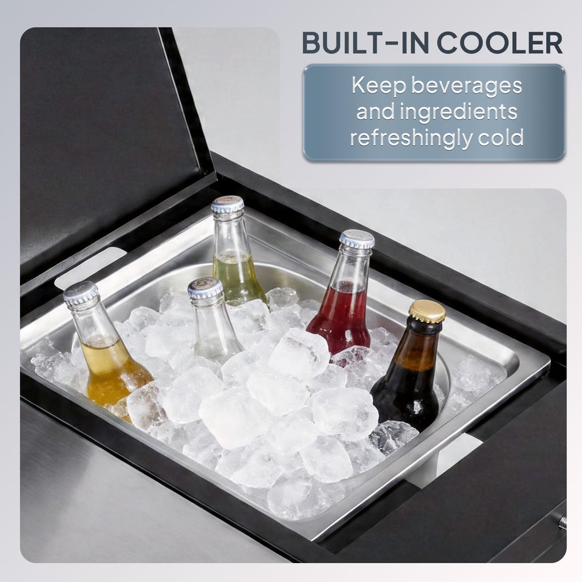ROVSUN Outdoor Grill Cart with Sink, 304 Stainless Steel Sink with Chilly Bin Cooler, Rolling Kitchen Prep Island with Cabinet, Bottle Opener, Rubbish Rack, Patio, Gardens, Backyards