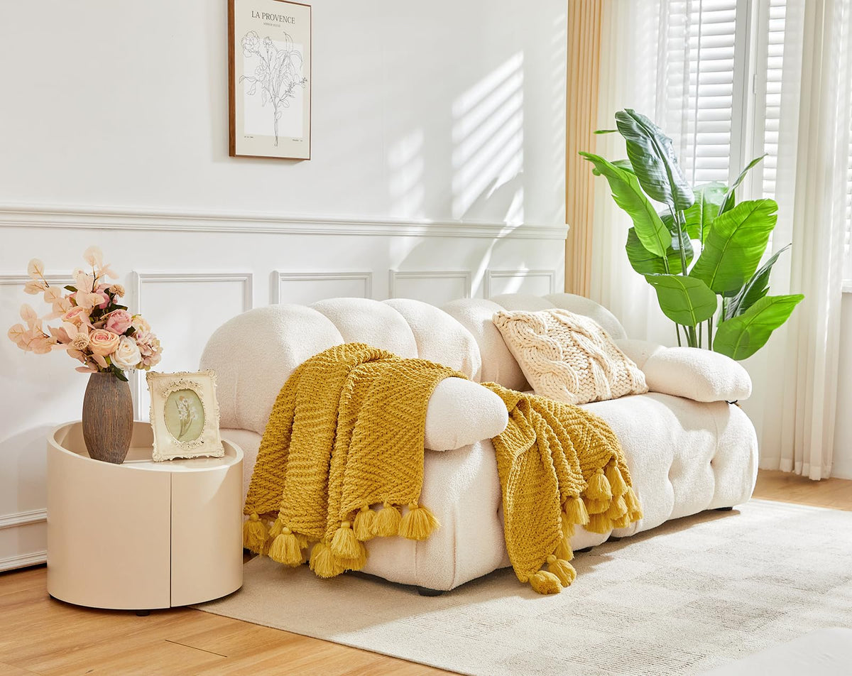 Longhui bedding Knitted Throw Blanket for Couchh, Soft, Cozy Machine Washable