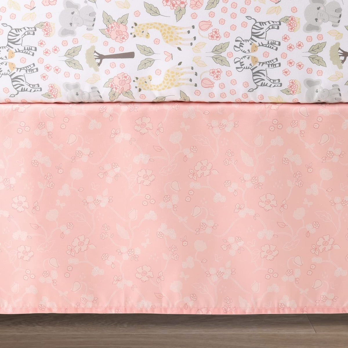The Peanutshell 3 Piece Baby Crib Bedding Set for Girls - Newborn, Infant & Toddler Nursery Bed Set Decor with Fitted Crib Sheet, Dust Ruffle, Crib Comforter - Wildest Dreams