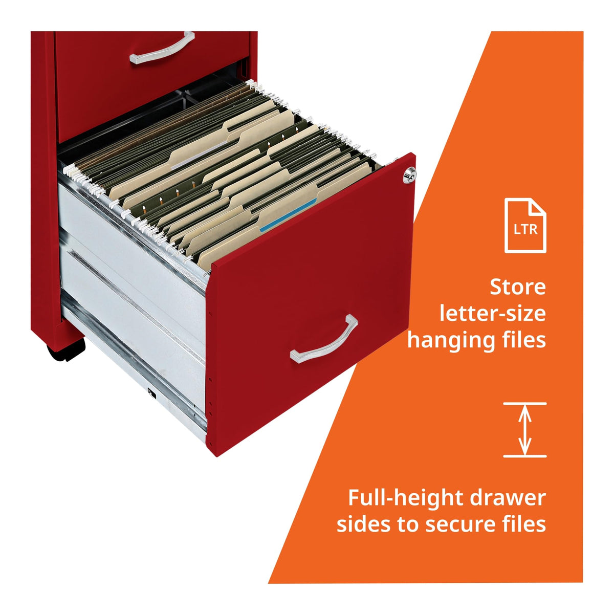Lorell LYS SOHO File/File Mobile File Cabinet, Red