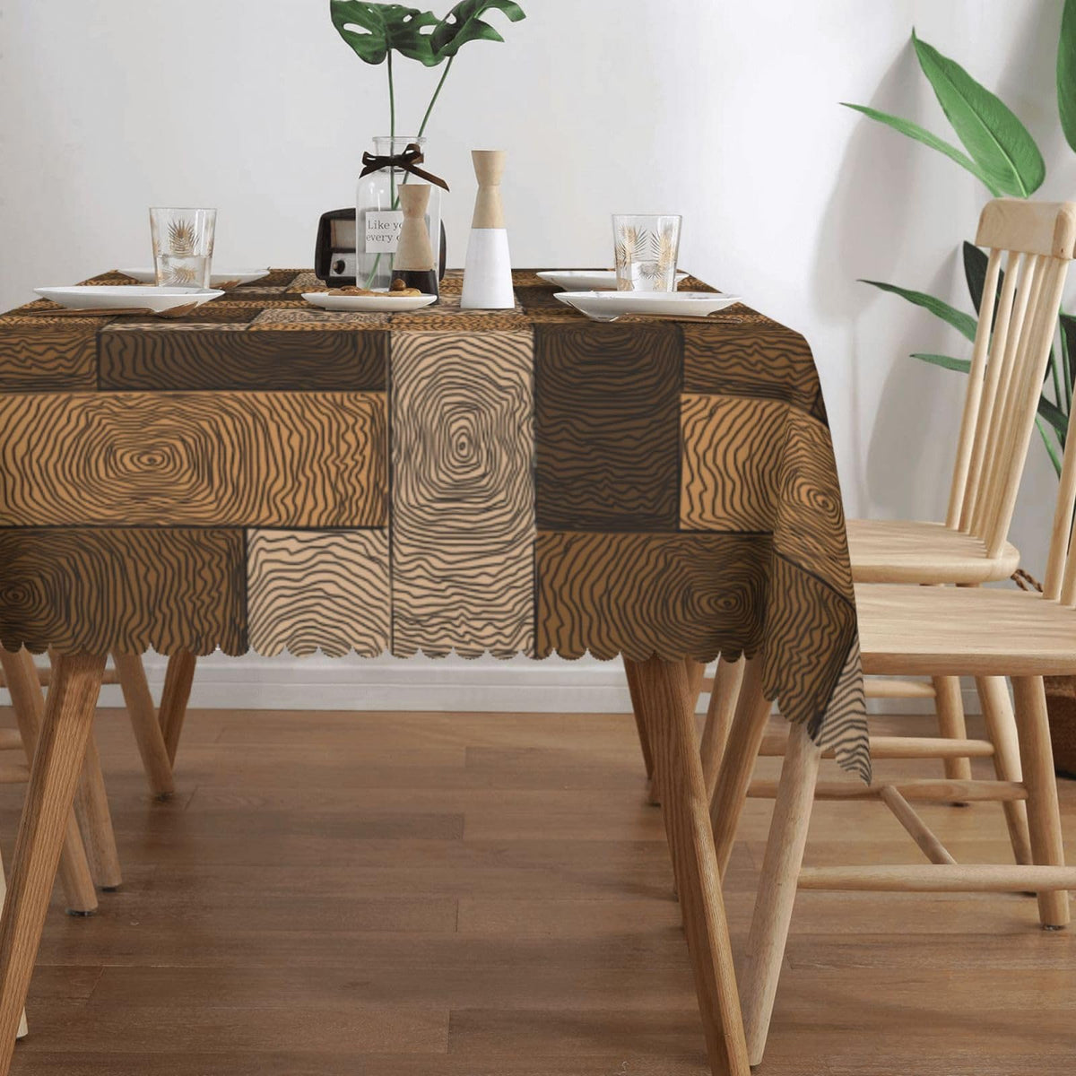 DANSICUINI Brown Beige Rectangle Tablecloth Parquet Pattern Table Cloth Wooden Style Rectangular Tablecloth Table Cover for Dining Kitchen Party 54 x 72 Inch