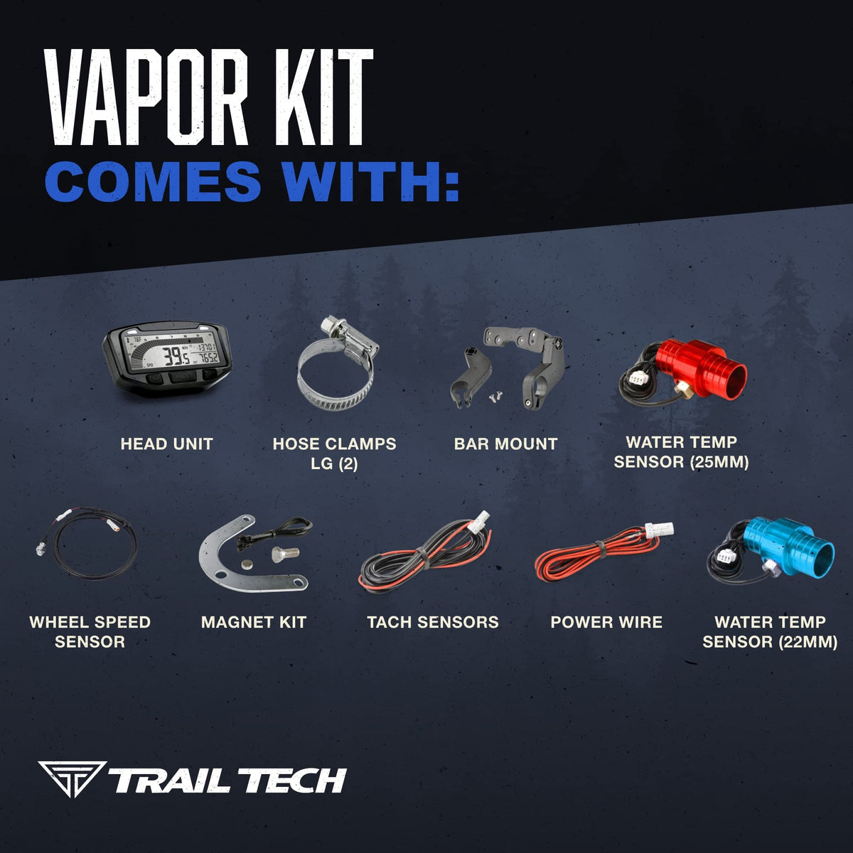 Trail Tech 752-114 Vapor Digital Speedometer Tachometer Gauge Kit, 2000-2019 Polaris Sportsman Ranger RZR ACE