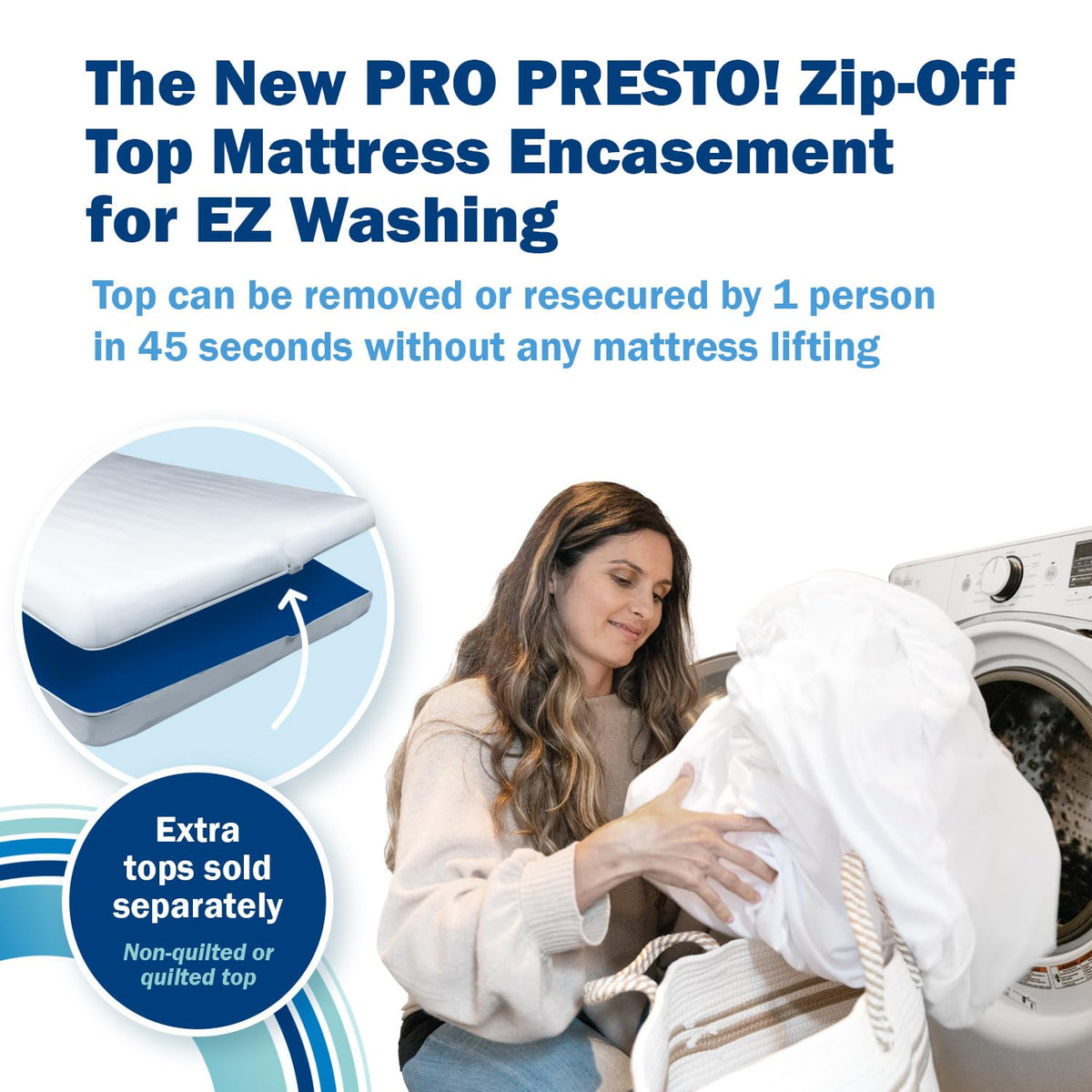 CleanRest PRO Presto! Zip-Off Top Mattress Encasement for EZ Washing, Queen Size, Waterproof Mattress Protector - Bed Bug, Dust Mite & Allergen Proof - 1 Person Install, No Mattress Lifting to Wash