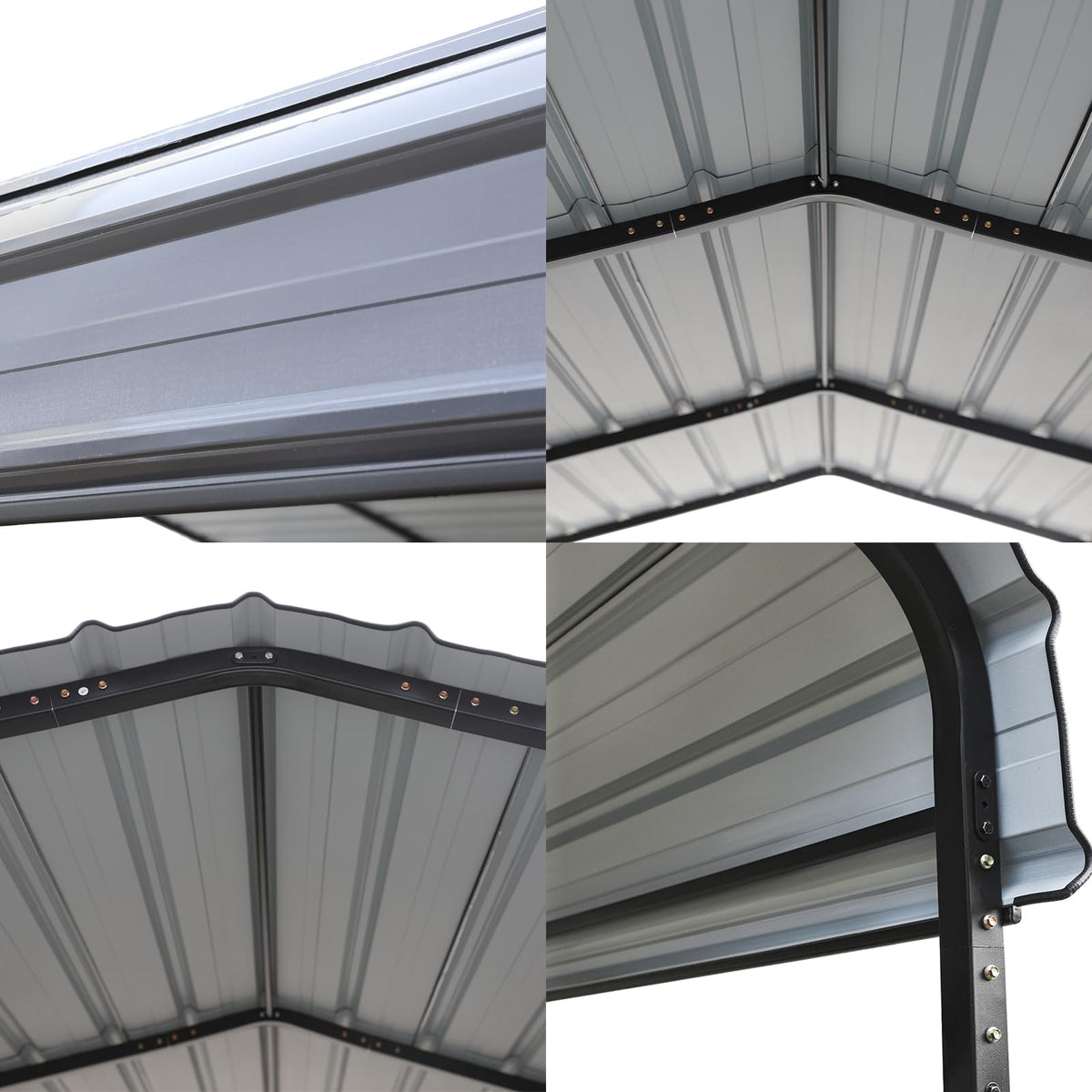 GREEN PARTY 12 x 25 ft Metal Carport Kits with Galvanized Steel Roof, Heavy Duty Metal Carport Canopy, Outdoor Car Tent Metal Garage Shelter for Car, SUV, Truck and Boats, Grey