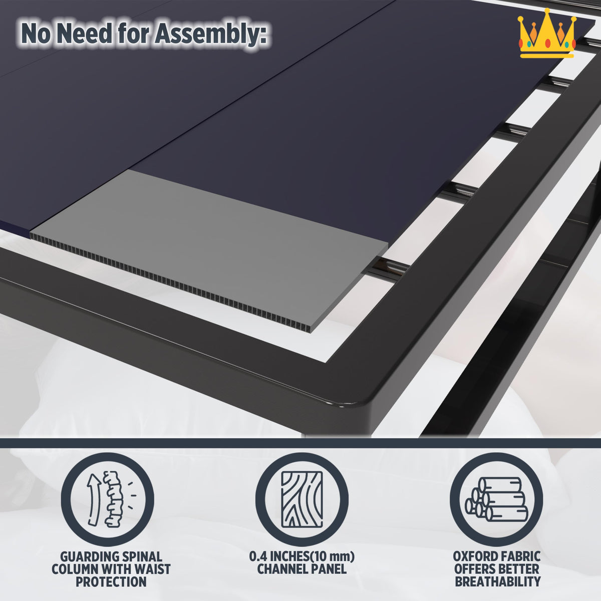 Imperijade 10mm Bunkie Board (60”x76”Queen Size) | Lightweight Design, Low Profile Bed Support, Breathable, Noise Minimizing, Moisture Resistant, Split Fully Assembled | Bed Support