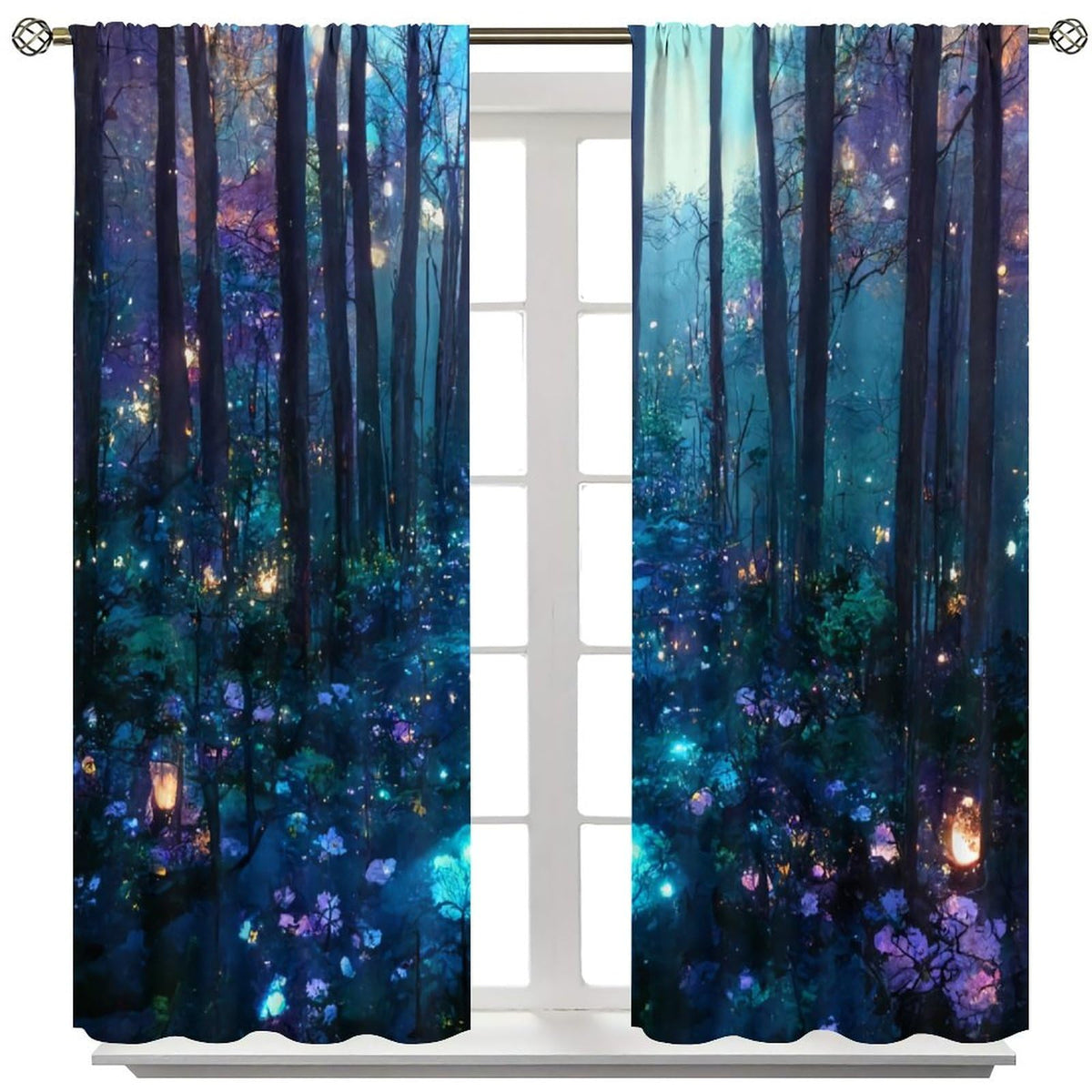 DDCBNS Fantasy Forest Curtains,Purple and Blue Magical Nature Landscape Window Treatments for Bedroom Living Room Dreamland Scenery Décor Drapes 2 Panels Set,Total Size 42 x 45 Inch