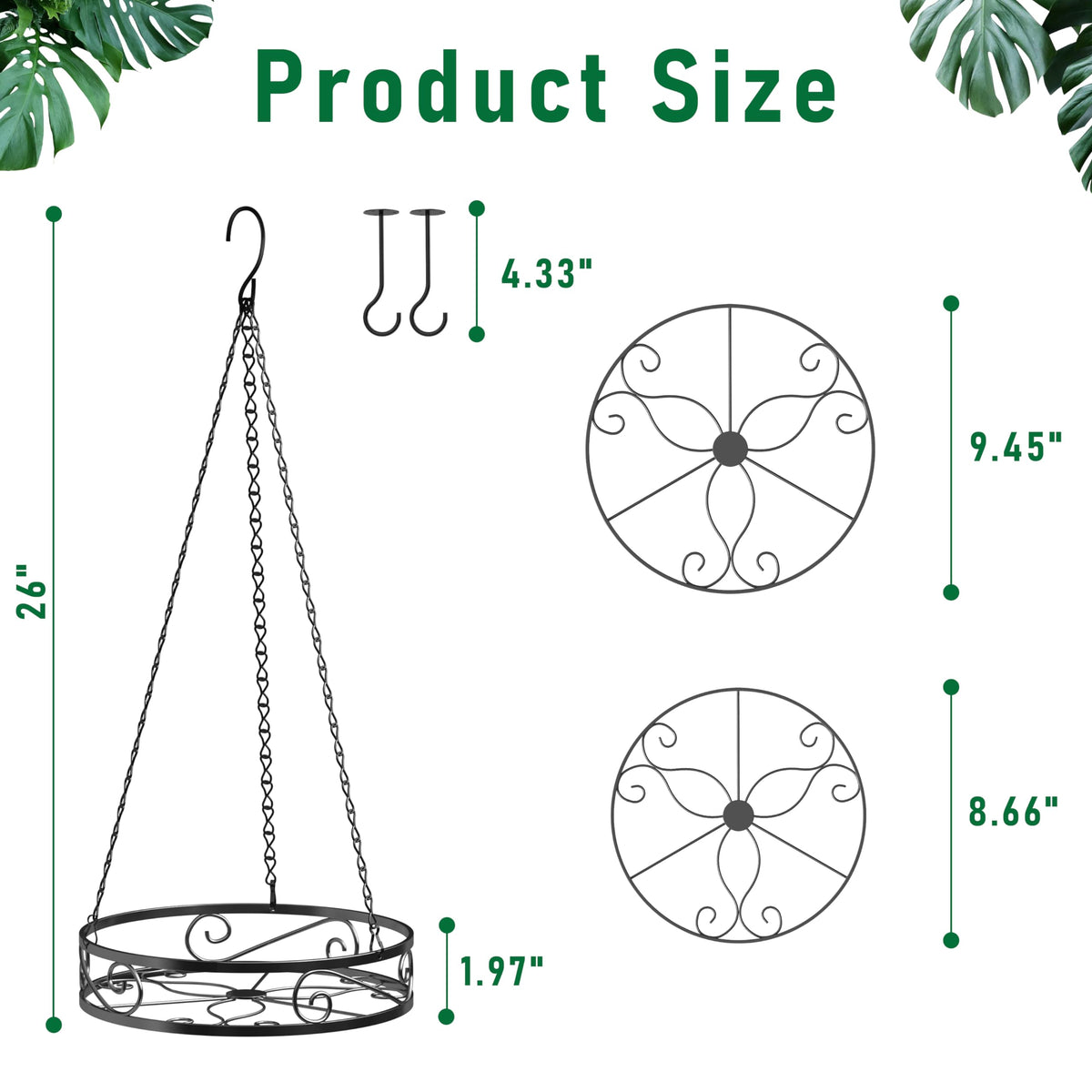 Qiaomeiysp 2-Pack Hanging Planters for Indoor Plants - Heavy Duty Metal Plant Hanger Indoor with 3 Chains and Hooks – Aesthetic Hanging Plant Holder for an Instant Gardening Decor