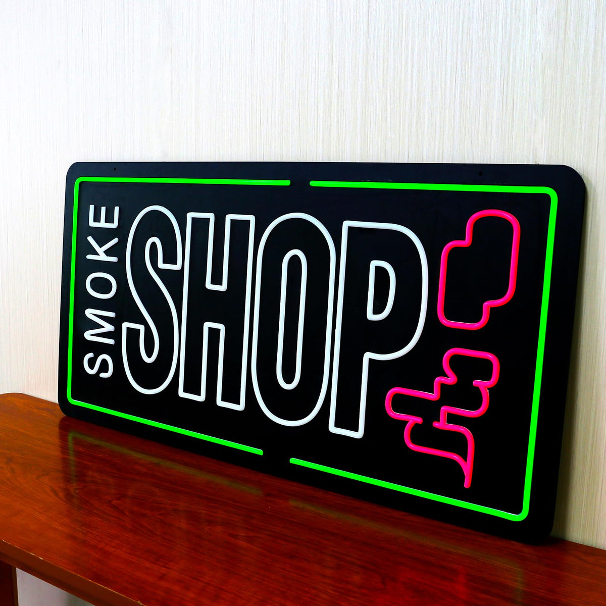 35"x18" Extra Large Neon LED SMOKE SHOP Sign for Business, Super Bright Unique Design with Sturdy Chain, High Visibility for Stores Retail Shop Window
