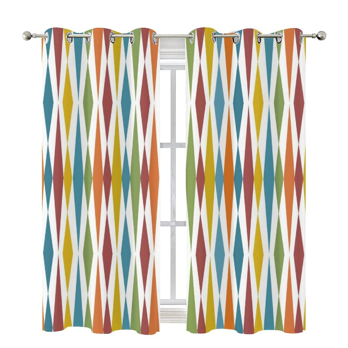 Kazynee Retro Mid Century Blackout Curtains for Bedroom,Abstract Modern Geometric Mid Century Colorful Rainbow Grommet Thermal Insulated Room Darkening Curtains Window Curtains 2 Panels 45L x 21W