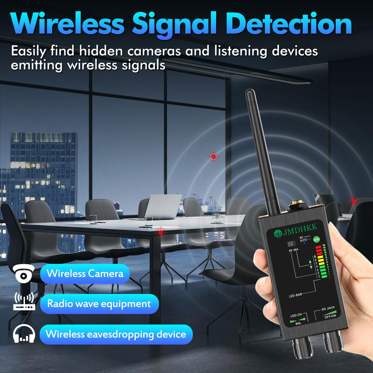 JMDHKK M8000 Hidden Camera Detector, Bug Detector,Camera Finder, Signal Detector for Hotels, Travels, Vehicles, Offices, Public Fitting Rooms (Gray)