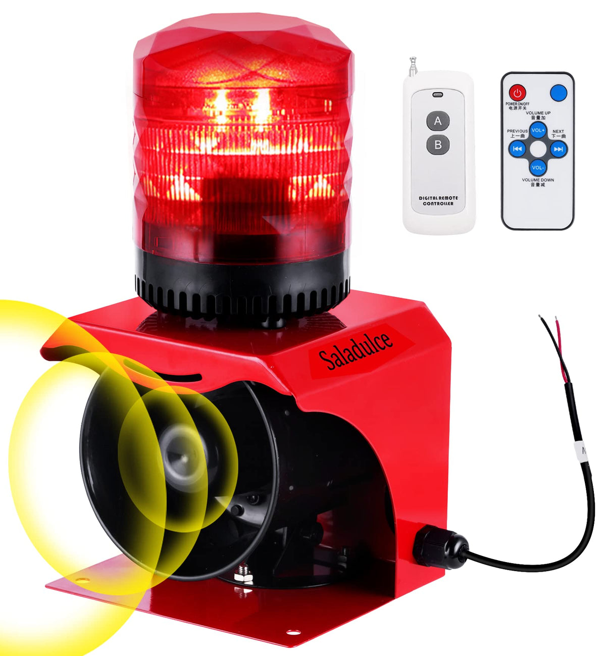 Industrial Strobe Alarm Outdoor Alarm Siren and Strobe SF512 Emergency Warning Light Alarm 120dB with Remotes (AC110V) (AC 110V Without Plug)