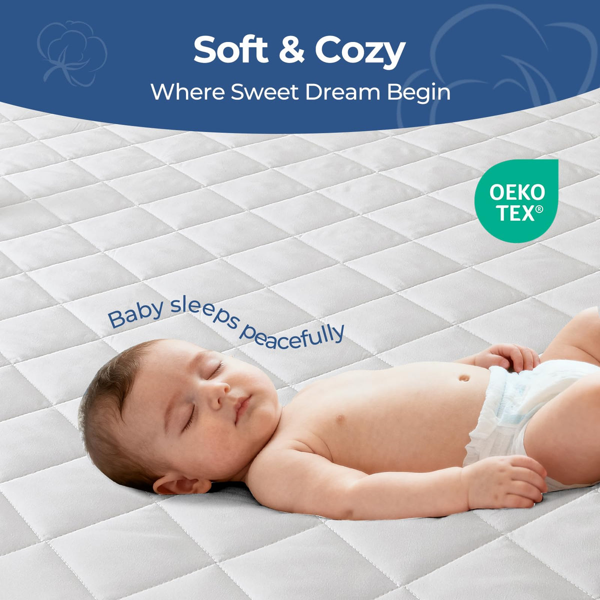 EXRUBY Twin Waterproof Mattress Protector - 100GSM Quilted Diamond Pad - 8-20" Deep Pocket Fitted Cover - Ideal for Kids & College Dorm Essentials - Noiseless