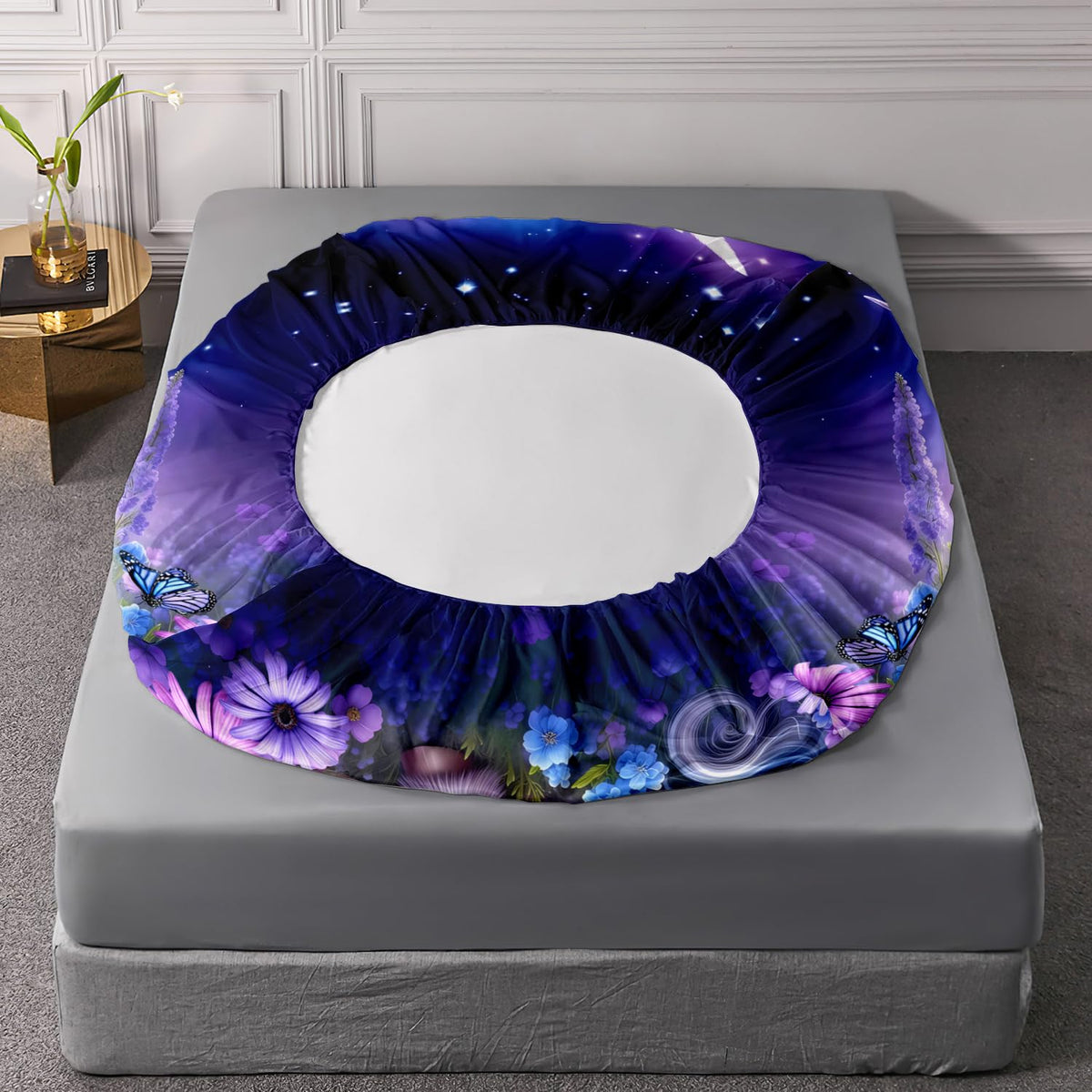 HOSIMA Unicorn Twin Fitted Sheet,Kawaii Unicorn Surrounded by Flowers Butterflies Print Animal Bedding,Lavender Pattern Princess Bedding for Kids Girls Room Decor,1 Fitted Sheet+2 Pillowcases.