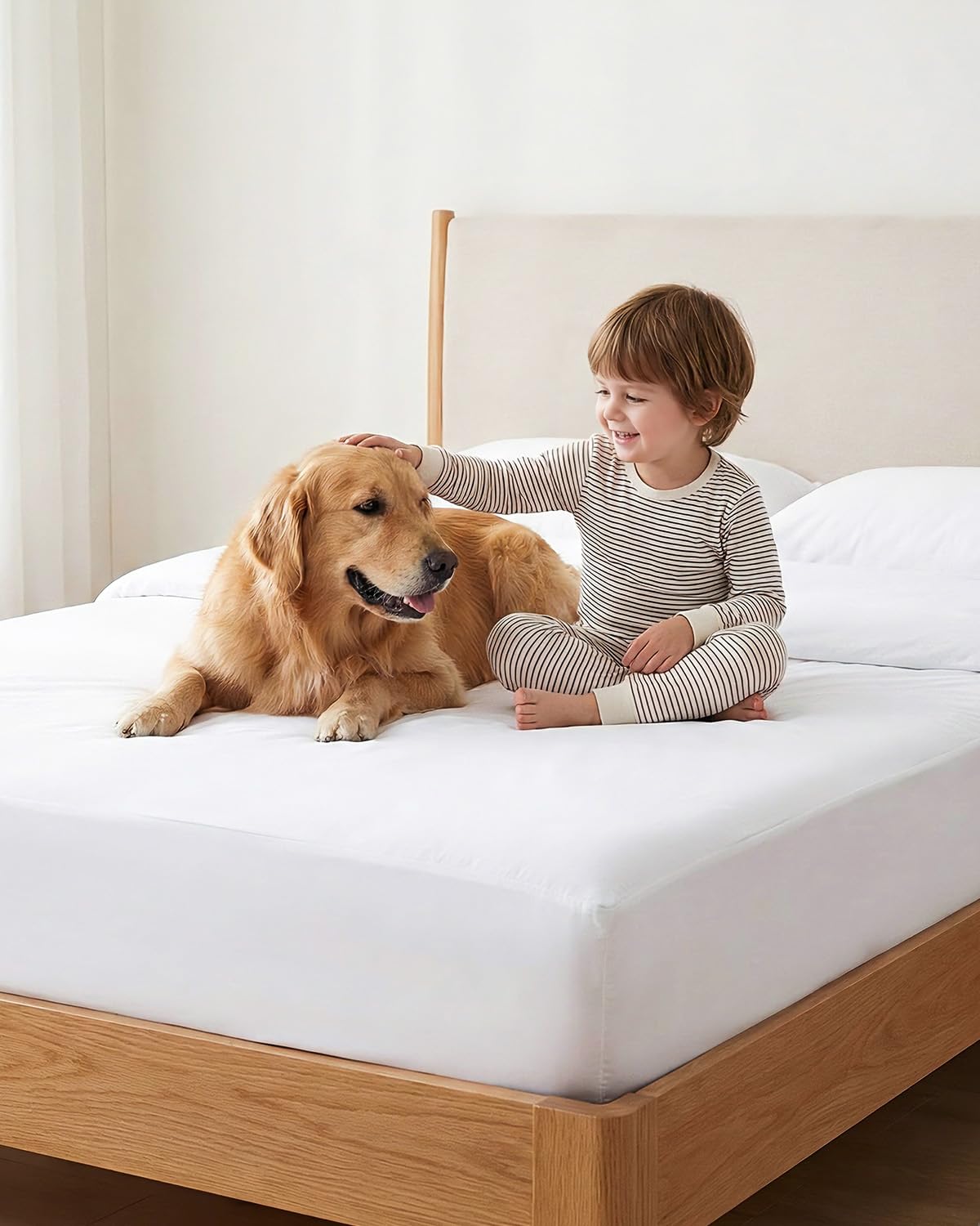 WINKAURA Premium Waterproof Mattress Cover Twin XL 2 Pack, Zippered Mattress Protector, 9 Inch Deep, 6-Sided Mattress Encasement - White