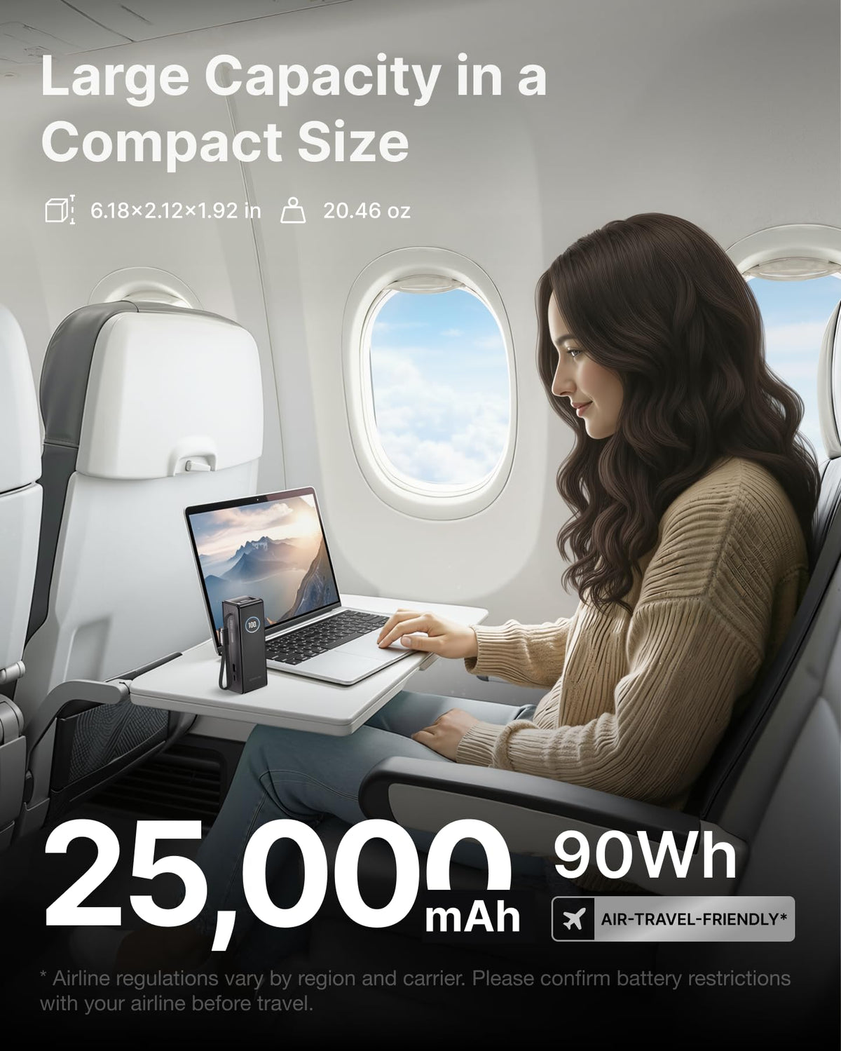EF ECOFLOW Laptop Power Bank, 25000mAh Rapid Portable Charger, Triple 100W USB-C Ports, Built-in Retractable Cables, Fast Charging for iPhone 17/16 Series, MacBook, Samsung and More
