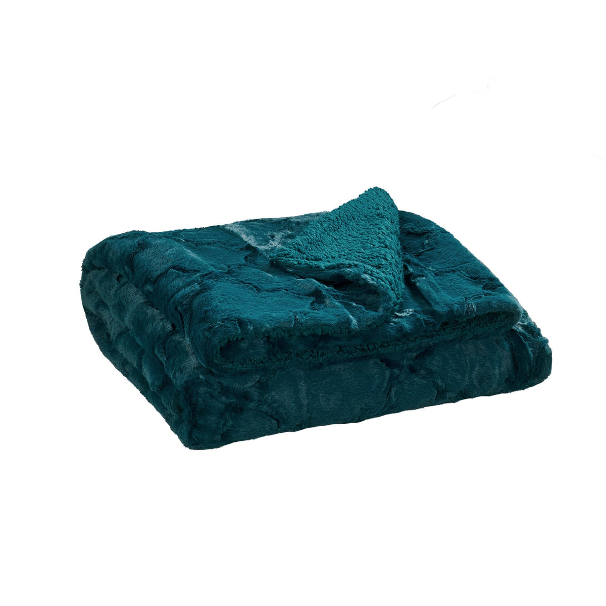 Home Soft Things Brushed Faux Fur Throw with Sherpa Backing, 50" x 60'', Dark Teal Soft Fluffy Lightweight Luxury Throw for All Seasons Home Décor