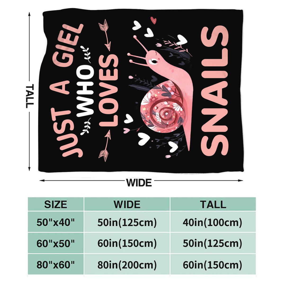 Baegopa Snails Blanket Gifts for Girls Women Snail Stuff Throw Blankets Cozy Plush Fleece Flannel Fuzzy for Bed Decor 50"X40"