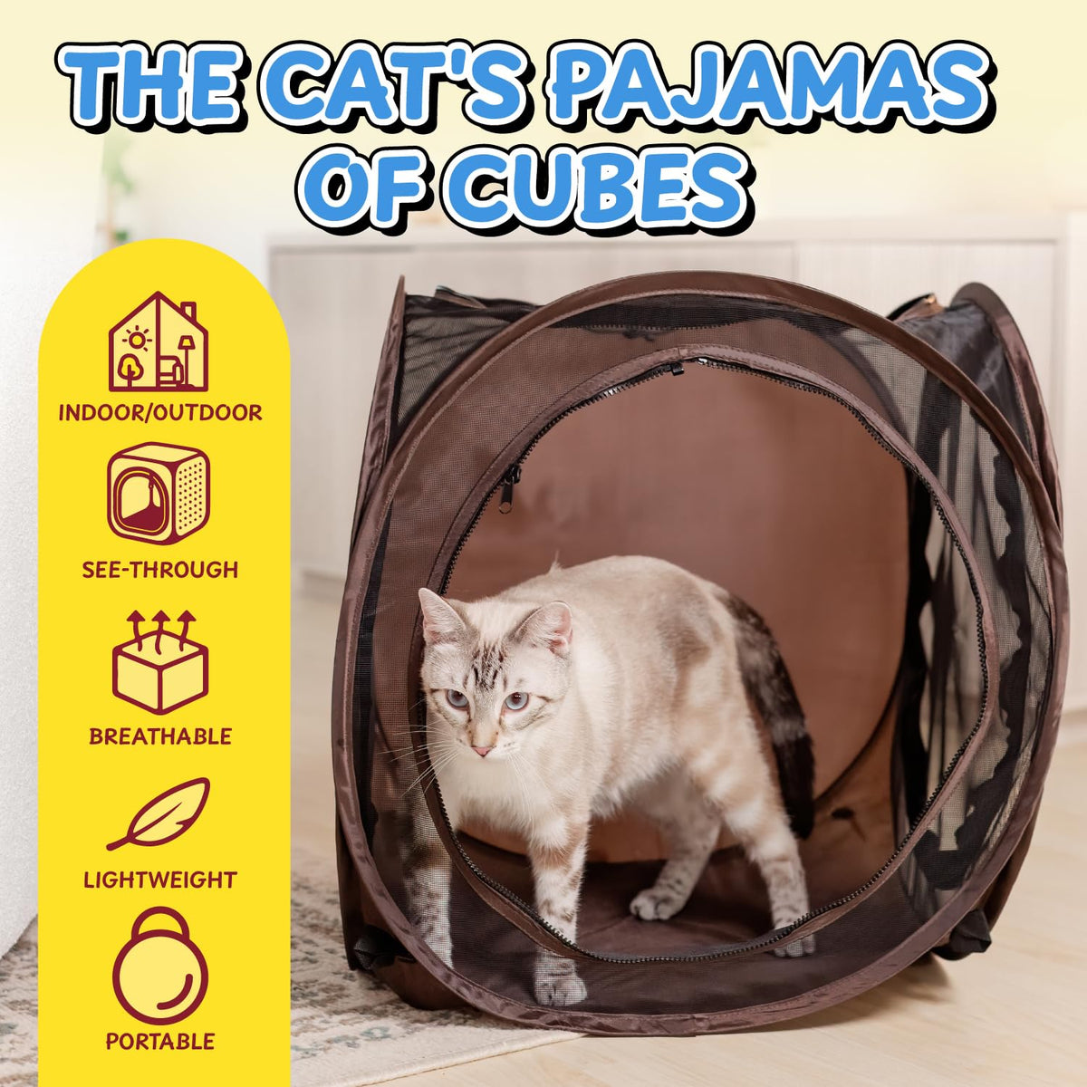 Snarky Pets T-Shaped Cat Tunnel & Cube Bundle – Interactive Indoor Cat Play Tunnel System with Cozy Cube
