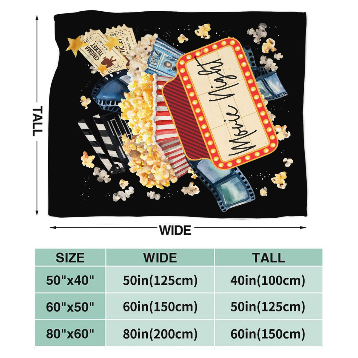Baegopa Movie Blanket Popcorn Gifts for Girls Boys Movie Theater Throw Blankets Cozy Plush Fleece Decor Flannel Fuzzy for Women Men 50"X40"