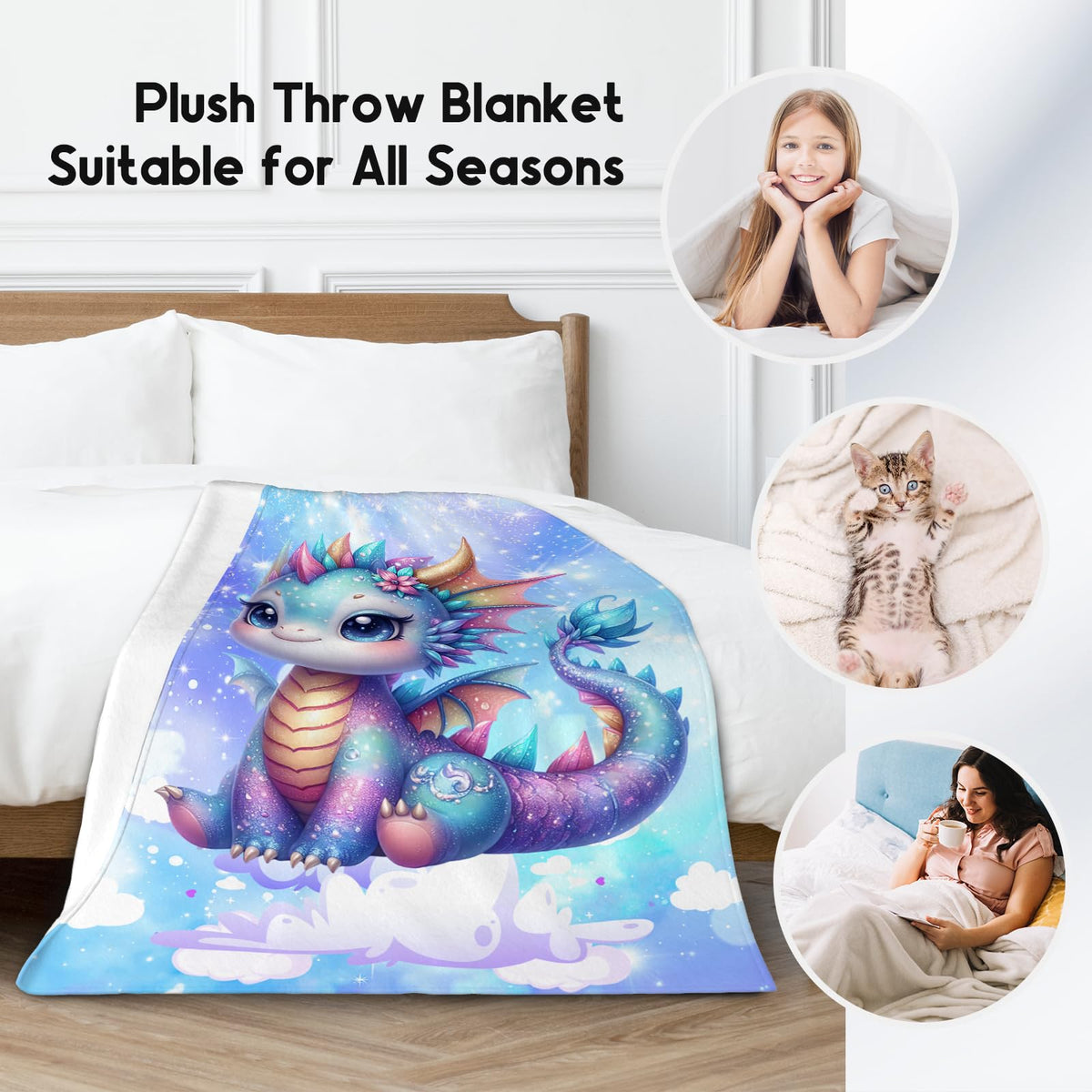 Toddler Blanket, Dragon Blanket Gifts for Girls, Kids Fleece Throw Soft Comfy Throws for Sofa Couch, 40"x50"