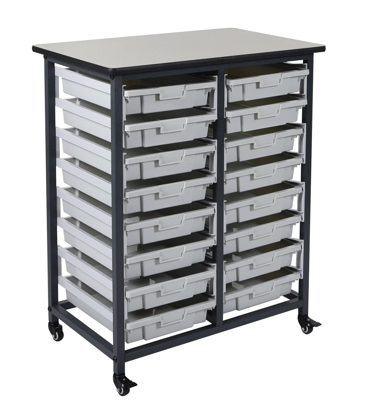 LUXOR MBS-DR-16S Mobile Bin System - Double Row Grey 20 L x 30 75 W x 37 5 H