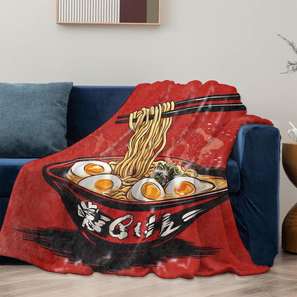 Mounidso Japanese Ramen Blanket, Food-Themed Flannel Blanket Gifts for Women, Soft Warm Lightweight Blankets for Living Room Home Travel Decor 50" x 60"
