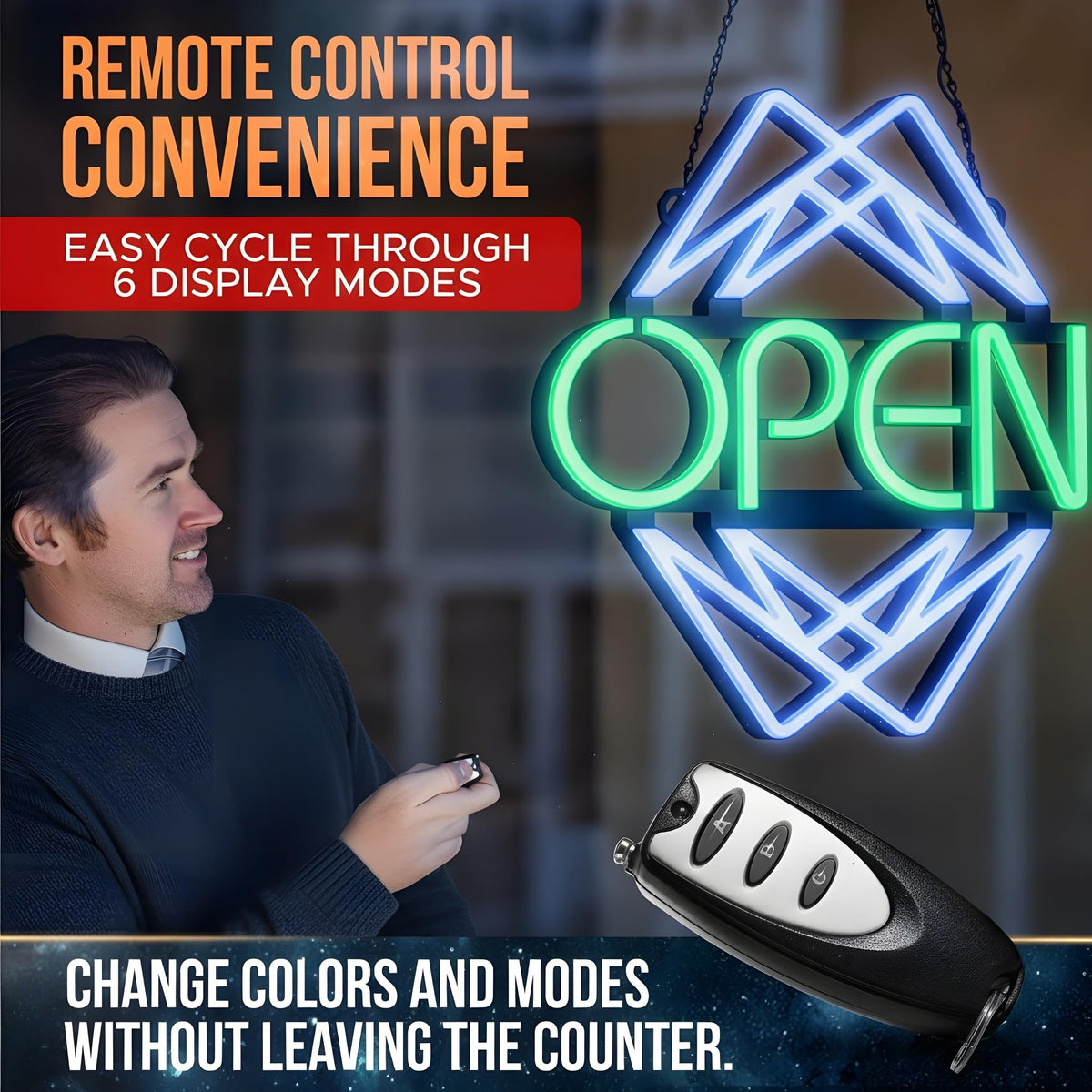 Open Sign for Business with 49 Color Combinations – ULTRA BRIGHT LED Neon Sign Visible Day and Night – Large Window Sign – by Element Lux Signs – 20 x 22in