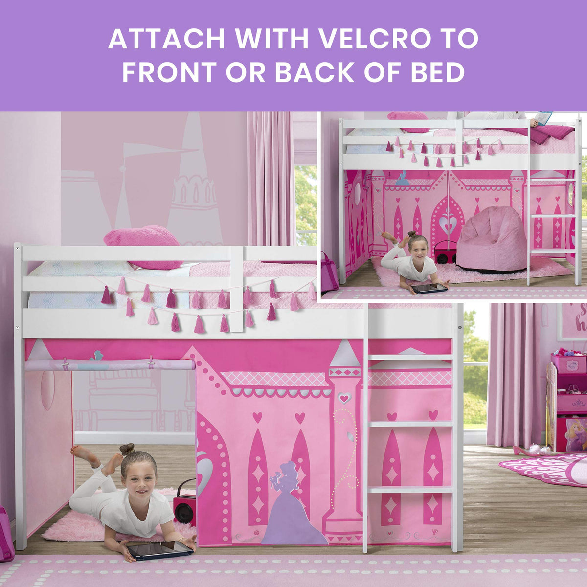 Disney Princess Loft Bed Tent - Curtain Set for Low Twin Loft Bed (Bed Sold Separately) by Delta Children