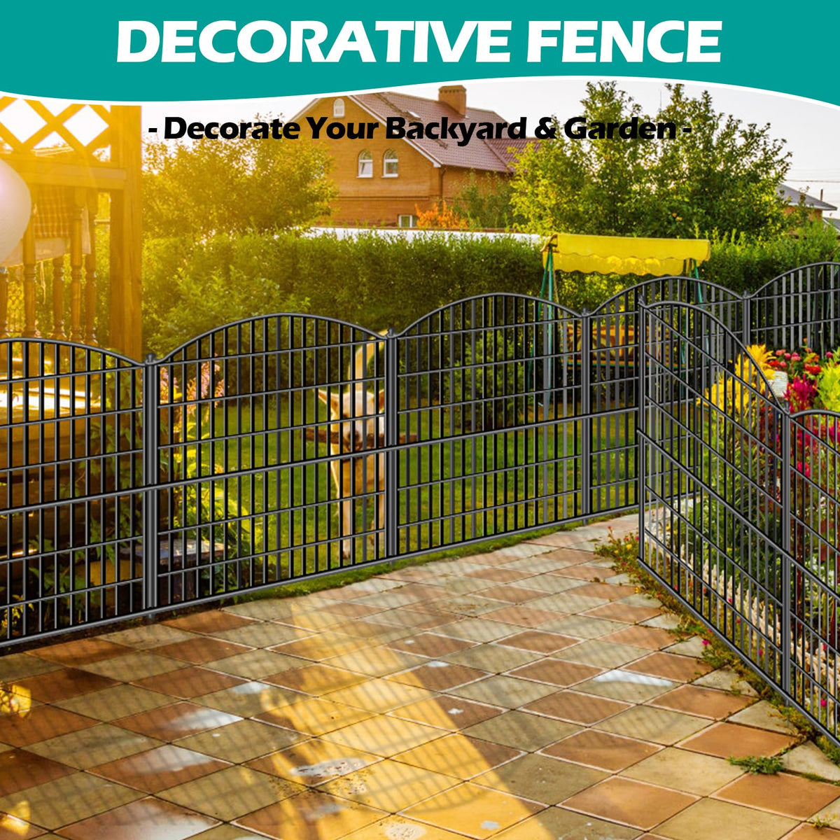 ULIOK 15 Panels Decorative Garden Fence, 32 in(H) X 37.9ft(L) No Dig Fence Panels Animal Barrier for Patio, Animal Ground Stakes Fencing for Garden, Rabbit Dog Temporary Fence for Outdoor Yard