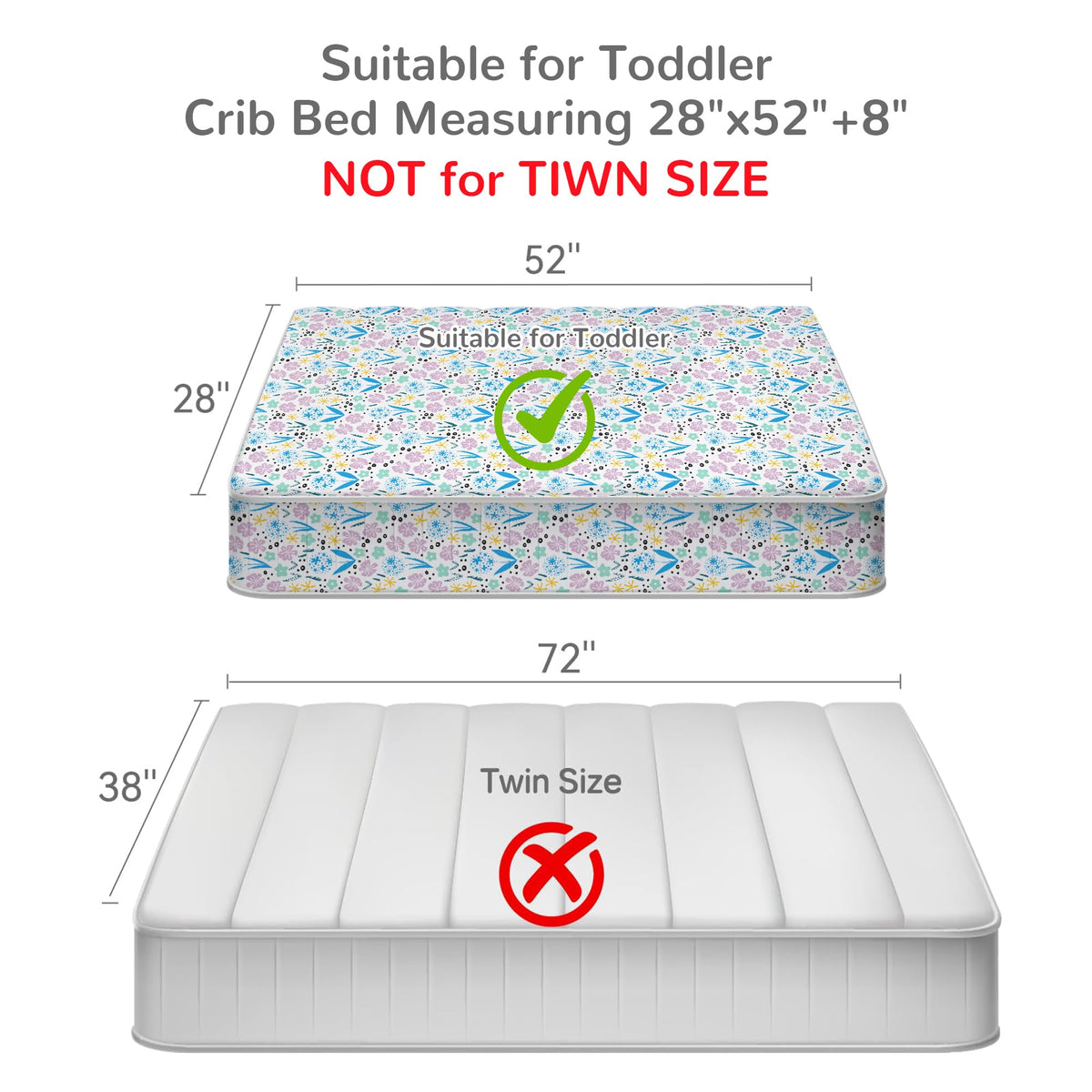 Mooreeke 4 Pieces Toddler Bedding Set - Purple Floral Toddler Comforter Sets for Girls, Includes Comforter, Flat Sheet, Fitted Sheet and Pillowcase, Bed in A Bag for Baby Bedroom