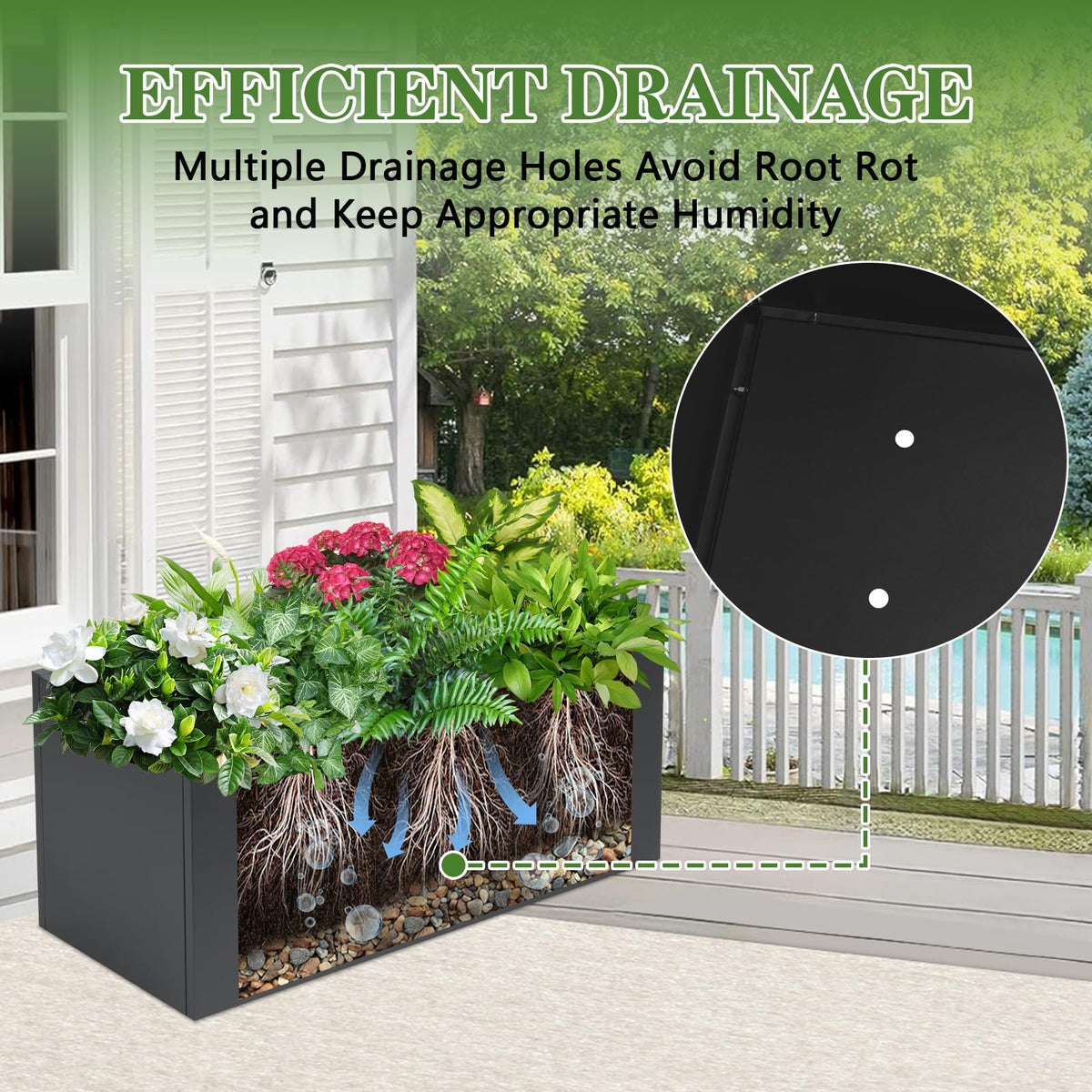 FORJAMINT Metal Planter Boxes 36" L×16" W×16" H Outdoor Rectangular Planter with Removable Insert Shelf，Black Planter Boxes Outdoor, Tall Planter Heavy Duty for Indoor and Outdoor