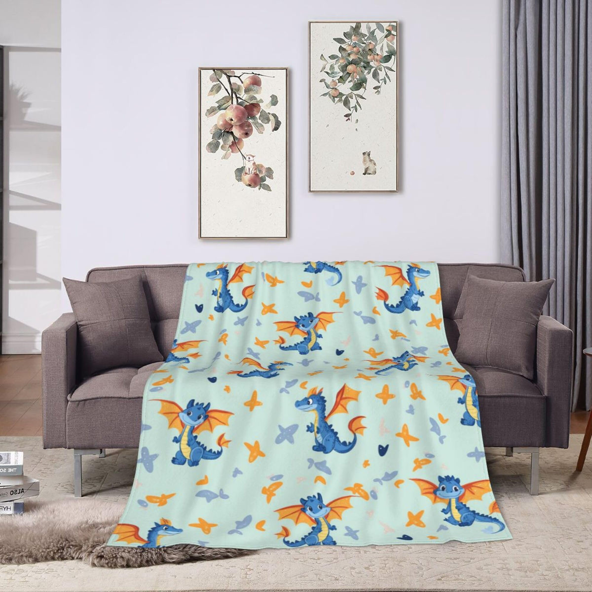 Cute Little Flying Dragon Blanket Dragon Fleece Throw Blanket Super Soft Fuzzy Plush Cozy Warm Dragons Decor Stuffed Bedding Blankets Gift for Boys Girls Men Women Kids & Adult 50"X40"